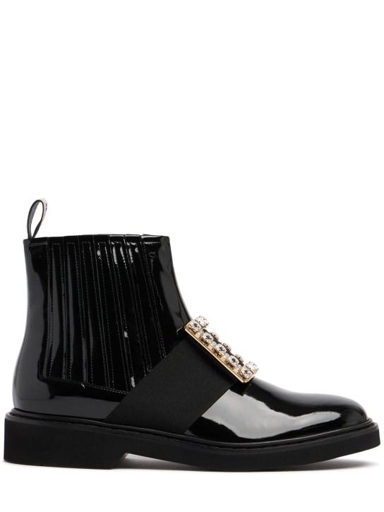 Roger Vivier: 25mm Viv Rangers patent leather boots - Black - women_0 | Luisa Via Roma