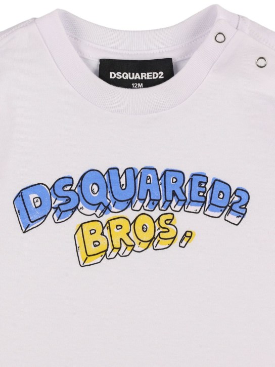 Dsquared2: T-shirt in jersey di cotone stampato - Bianco - kids-boys_1 | Luisa Via Roma