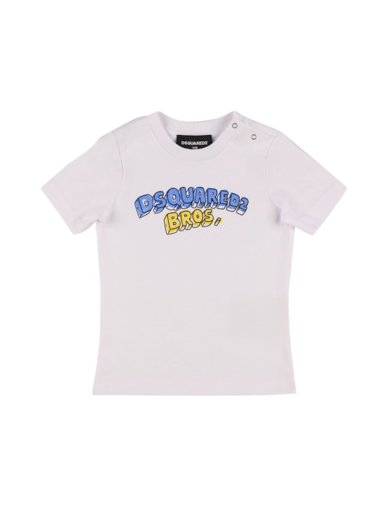 Dsquared2: T-shirt in jersey di cotone stampato - Bianco - kids-boys_0 | Luisa Via Roma