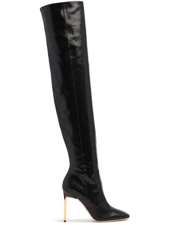 Tom Ford: 105mm Glossy python print leather boots - women_0 | Luisa Via Roma