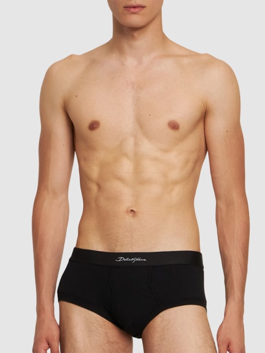 Dolce&Gabbana: Slip en coton stretch Brando - Noir - men_1 | Luisa Via Roma