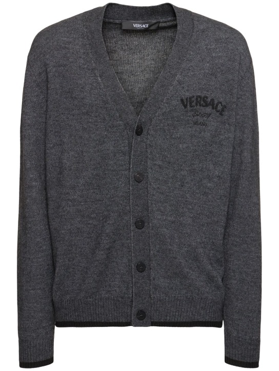 Versace: Versace Stamp cardigan - Anthracite - men_0 | Luisa Via Roma