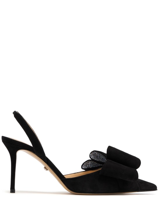 Mach & Mach: 85mm Le Cadeau suede slingback pumps - Black - women_0 | Luisa Via Roma