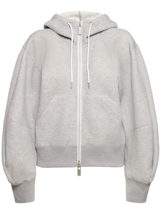 Sacai: Sponge jersey hoodie - Grey - women_0 | Luisa Via Roma