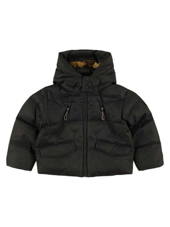 Bonpoint: Hooded poly down jacket - Dark Green - kids-girls_0 | Luisa Via Roma