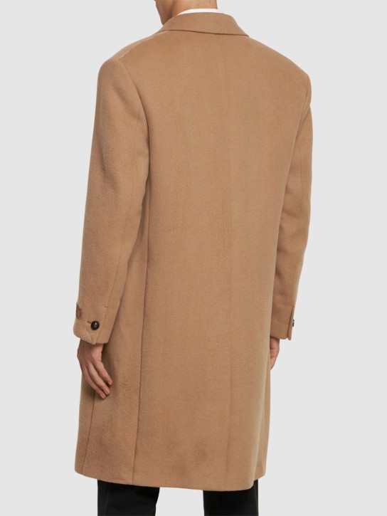 Versace: Wool & cashmere long coat - Camel - men_2 | Luisa Via Roma