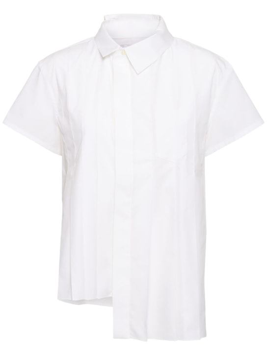 Sacai: Cotton blend poplin shirt - Off White - women_0 | Luisa Via Roma