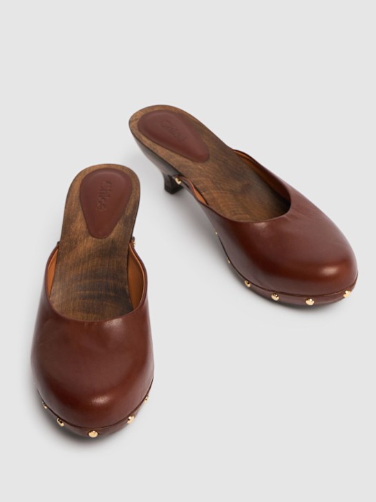 Chloé: 40mm Judith leather mules - Brown - women_1 | Luisa Via Roma