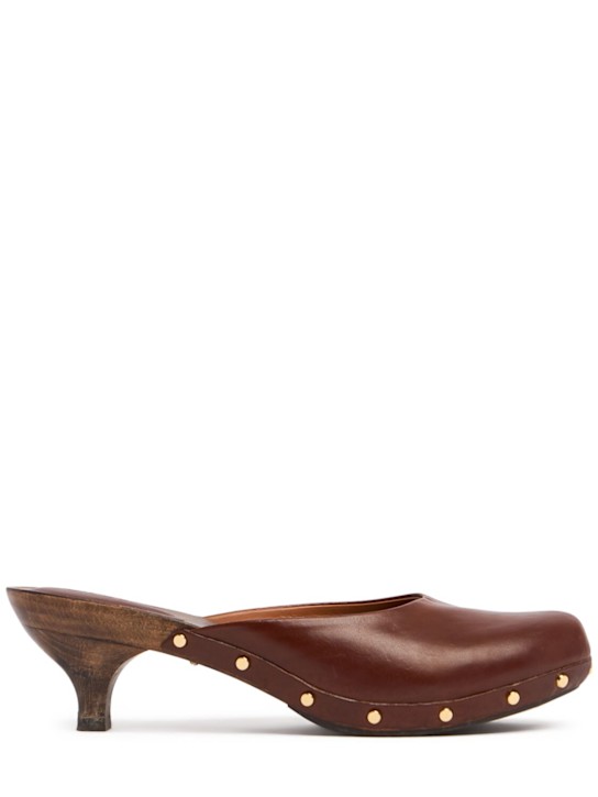 Chloé: 40mm Judith leather mules - Brown - women_0 | Luisa Via Roma