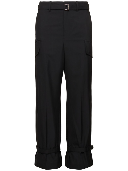 Sacai: Wool blend suiting cargo pants - men_0 | Luisa Via Roma