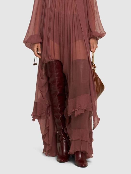 Chloé: 85mm Eve leather over-the-knee boots - Purple - women_1 | Luisa Via Roma