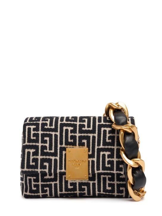 Balmain: MINI TASCHE AUS JACQUARD "1945" - Ivoire/Noir - women_0 | Luisa Via Roma