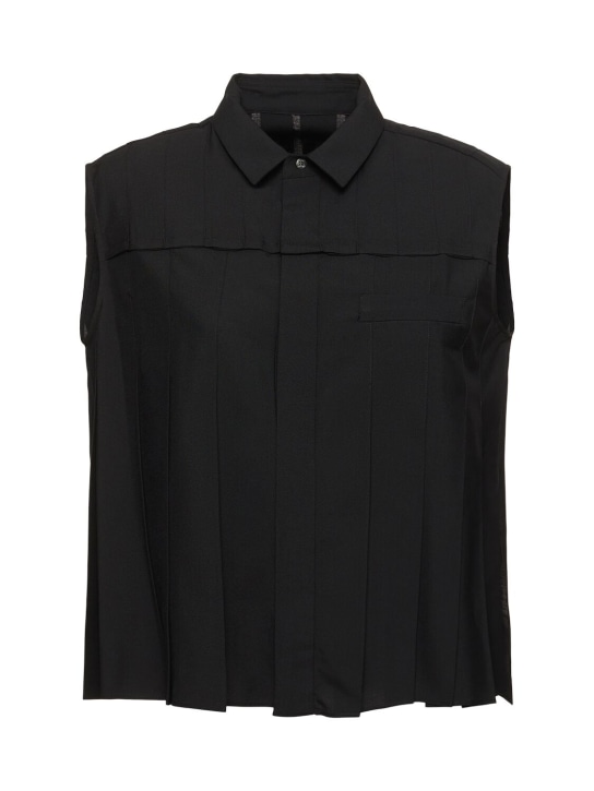 Sacai: Camisa sastre sin mangas - Negro - women_0 | Luisa Via Roma