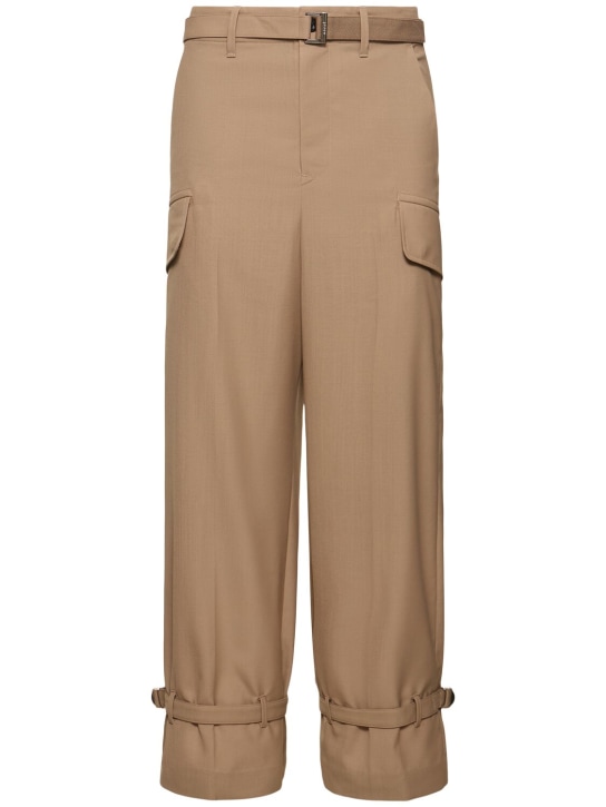 Sacai: Cargohose aus Wollmischgabardine - Beige - men_0 | Luisa Via Roma