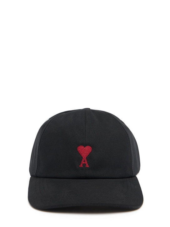 AMI Paris: Logo embroidered cotton cap - men_0 | Luisa Via Roma