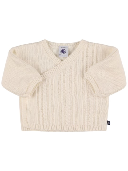 Petit Bateau: Cardigan in maglia di misto cotone - Bianco - kids-girls_0 | Luisa Via Roma