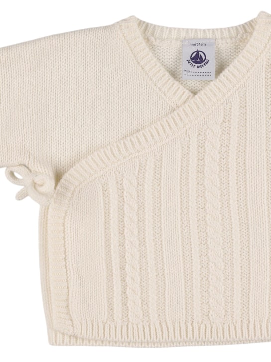 Petit Bateau: Cardigan in maglia di misto cotone - Bianco - kids-boys_1 | Luisa Via Roma