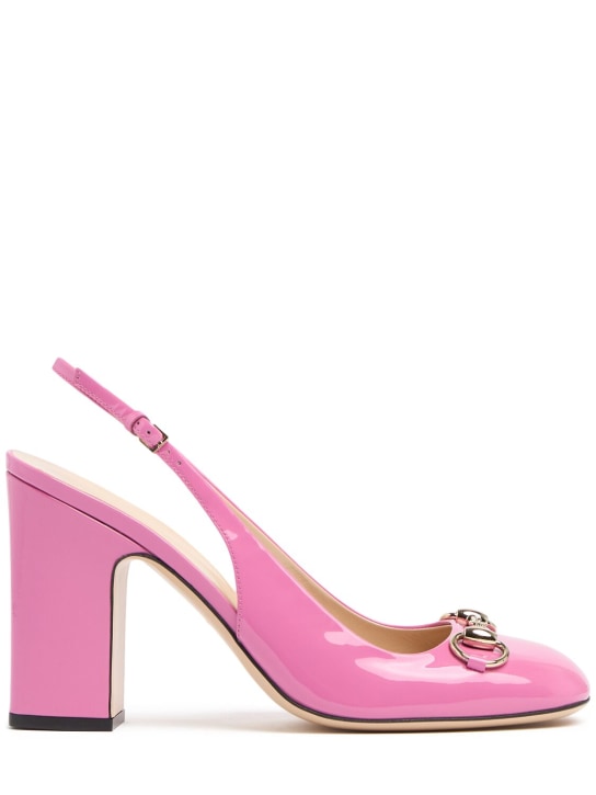 Gucci: 95mm Horsebit leather slingback pumps - Libre Pink - women_0 | Luisa Via Roma