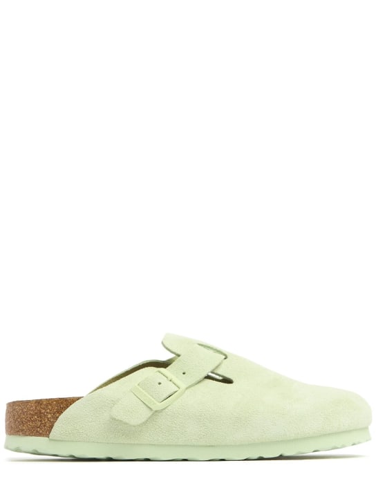 BIRKENSTOCK: Boston suede sandals - Light Green - women_0 | Luisa Via Roma