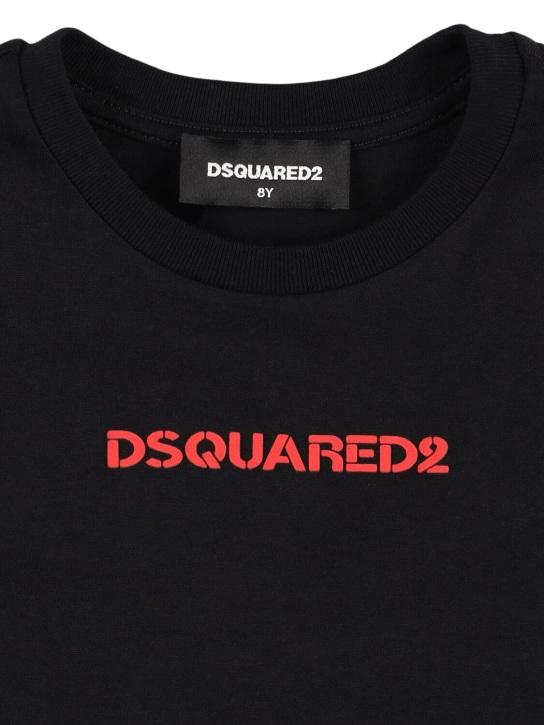 Dsquared2: Bedrucktes T-Shirt aus Baumwolljersey - Schwarz - kids-girls_1 | Luisa Via Roma