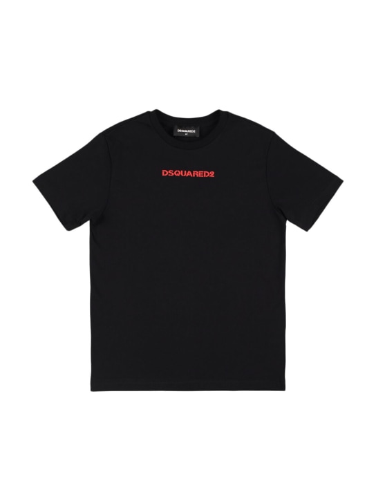 Dsquared2: Printed cotton jersey t-shirt - Black - kids-girls_0 | Luisa Via Roma