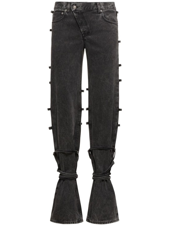 Alexander McQueen: Baggy tied cotton  jeans - Black - men_0 | Luisa Via Roma