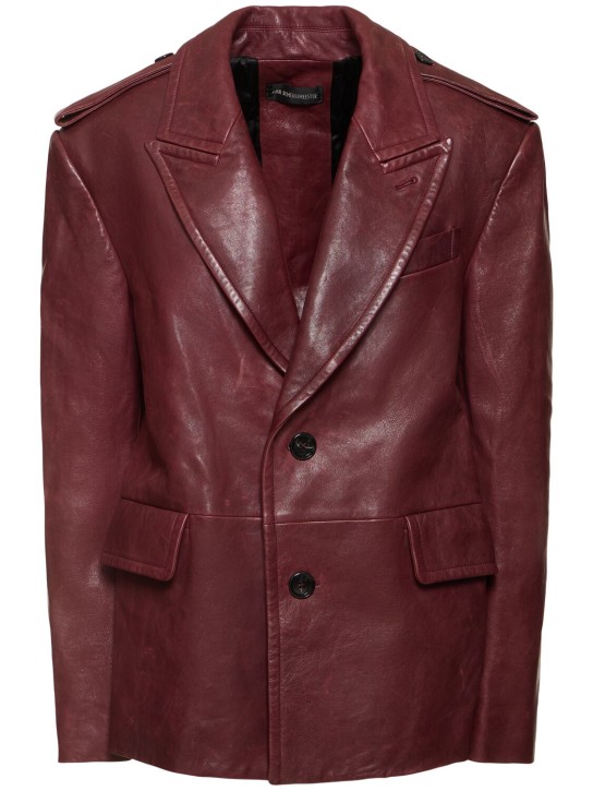 Ann Demeulemeester: Selma tailored peak lapel leather jacket - Red - women_0 | Luisa Via Roma