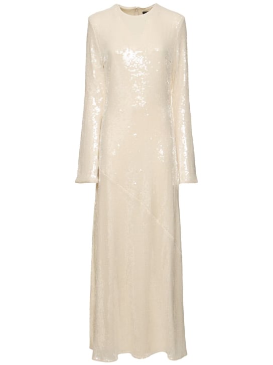 Rotate: Embellished long sleeve maxi dress - White - women_0 | Luisa Via Roma