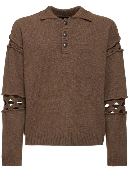 Andersson Bell: Cutout polo sweater - Brown - men_0 | Luisa Via Roma