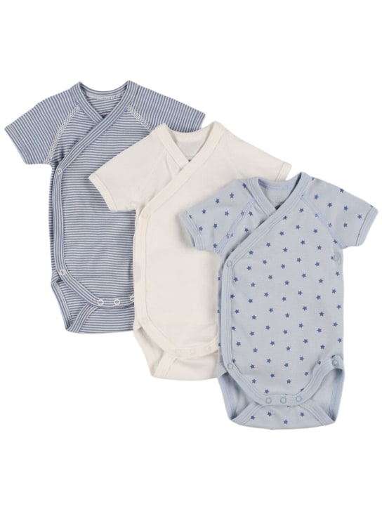 Petit Bateau: Set of 3 printed cotton bodysuits - Multicolor - kids-boys_0 | Luisa Via Roma