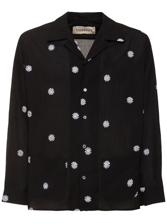 Baziszt: Black Snow beaded cotton shirt - Black - men_0 | Luisa Via Roma