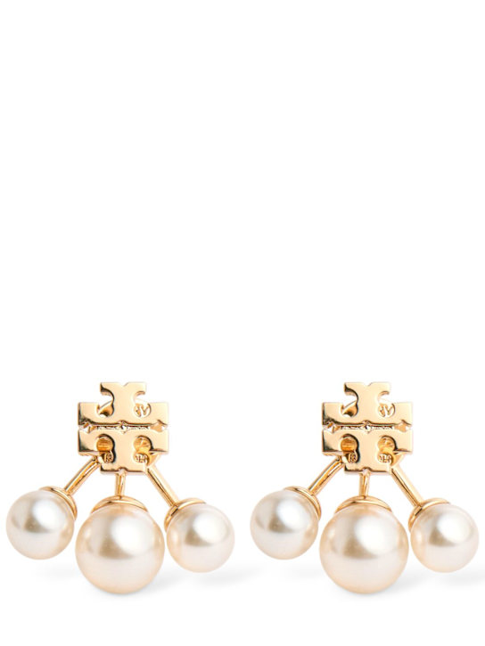 Tory Burch: Kira faux pearl front-back earrings - women_0 | Luisa Via Roma