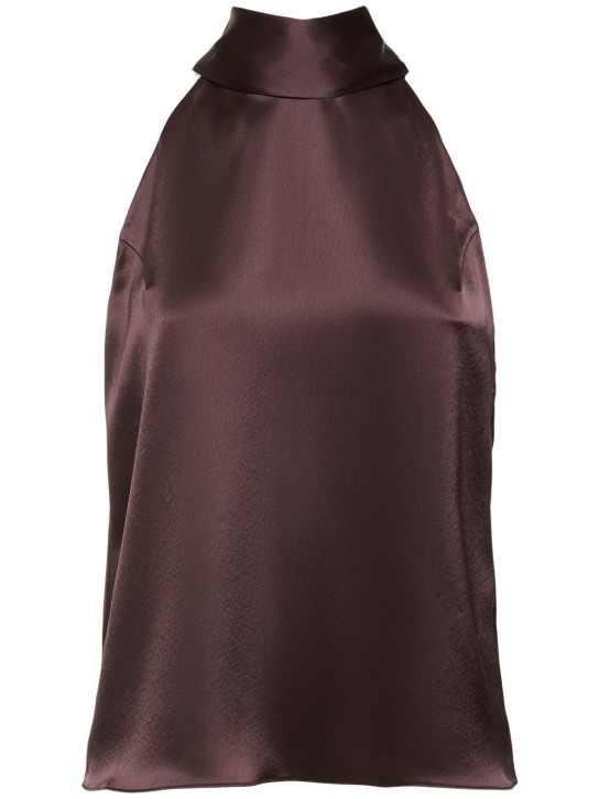 Galvan: Sienna satin halter top - Brown - women_0 | Luisa Via Roma