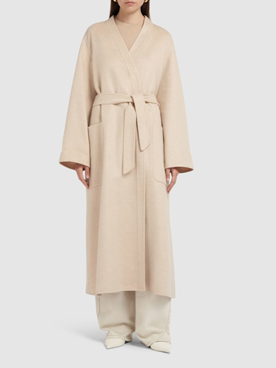 Max Mara: Cappotto con cintura Vezzoso in cammello - Beige Chiaro - women_2 | Luisa Via Roma