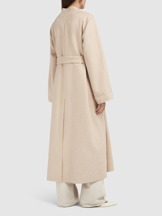Max Mara: Cappotto con cintura Vezzoso in cammello - Beige Chiaro - women_3 | Luisa Via Roma