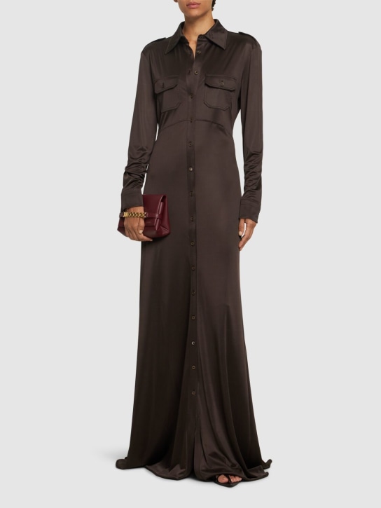 Tom Ford: Vestido largo de jersey - Deep Brown - women_1 | Luisa Via Roma