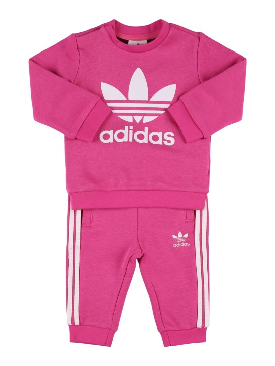 adidas Originals: Felpa e pantaloni in misto cotone - Fucsia - kids-girls_0 | Luisa Via Roma