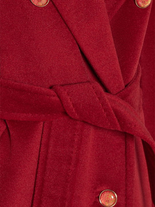 Max Mara: Ticino beaver double breasted coat - Red - women_5 | Luisa Via Roma