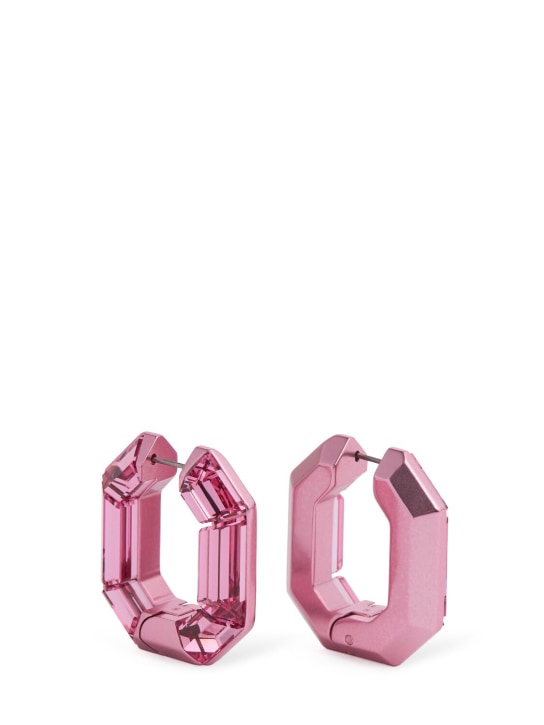 Swarovski: Mini Lucent crystal hoop earrings - Rosa - women_0 | Luisa Via Roma