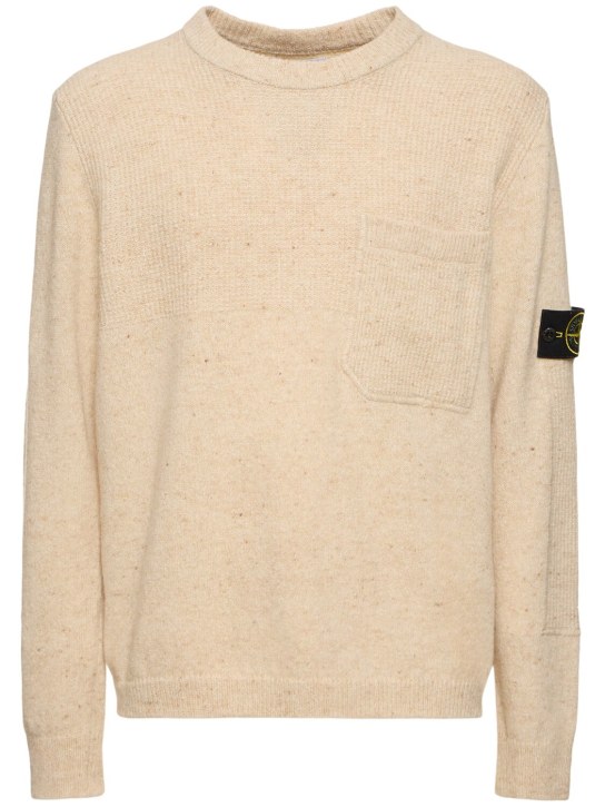 Stone Island: Wool blend crewneck sweater - men_0 | Luisa Via Roma