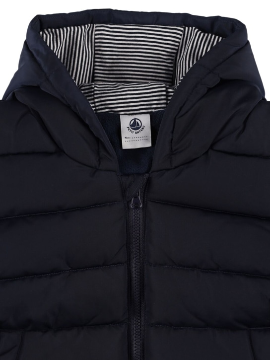 Petit Bateau: Hooded poly puffer jacket - Dark Blue - kids-girls_1 | Luisa Via Roma