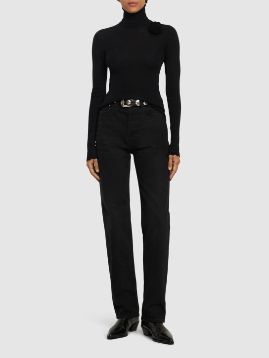 Blumarine: Ribbed turtleneck sweater - Black - women_1 | Luisa Via Roma