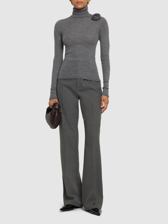 Blumarine: Ribbed turtleneck sweater - Gri - women_1 | Luisa Via Roma