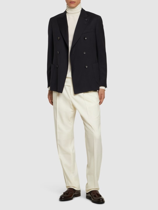 Lardini: Fine wool double breasted blazer - men_1 | Luisa Via Roma