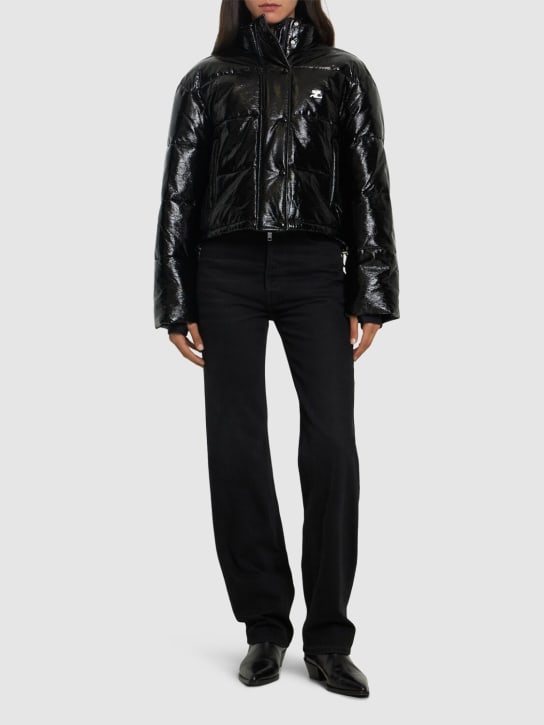 Courreges: AC vinyl puffer jacket - Black - women_1 | Luisa Via Roma