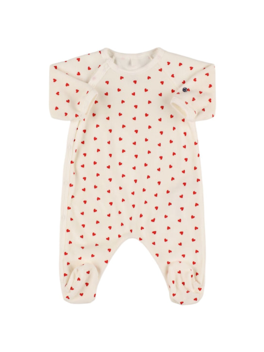 Petit Bateau: Spielanzug aus Baumwolle mit Druck - Weiß/Rot - kids-boys_0 | Luisa Via Roma