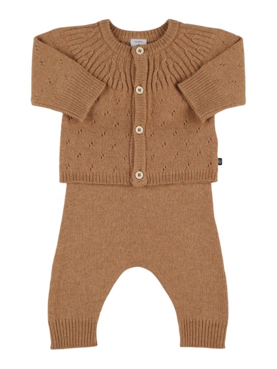 Petit Bateau: Cardigan & Hose aus Baumwollmischstrick - Hellbraun - kids-boys_0 | Luisa Via Roma