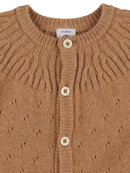 Petit Bateau: Cotton blend knit cardigan & pants - Light Brown - kids-boys_1 | Luisa Via Roma