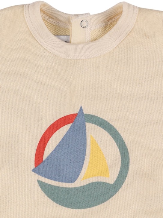 Petit Bateau: Printed cotton crewneck sweatshirt - Beige - kids-boys_1 | Luisa Via Roma