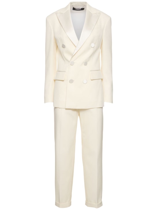 Dsquared2: Boston wool blend twill suit - White - women_0 | Luisa Via Roma